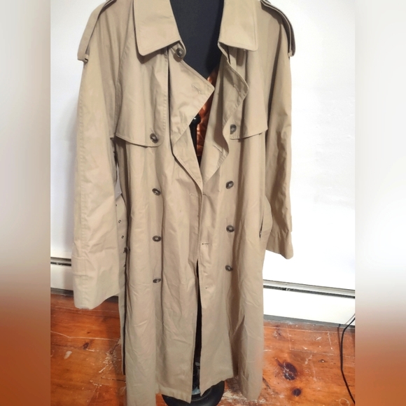 London Fog Towne Mens trench coat tan double breasted like new - Picture 14 of 17